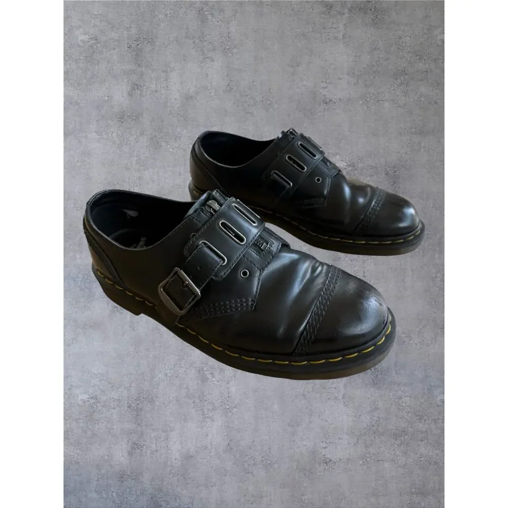 Dr. Martens 1461 Quynn Low Buckle Zip Black Leather Shoes Mens 12 Wmns 13 EU 46